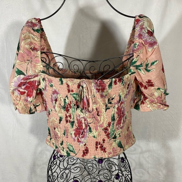 NWT Band of Gypsies mauve puff sleeve crop top size M - Picture 3 of 10